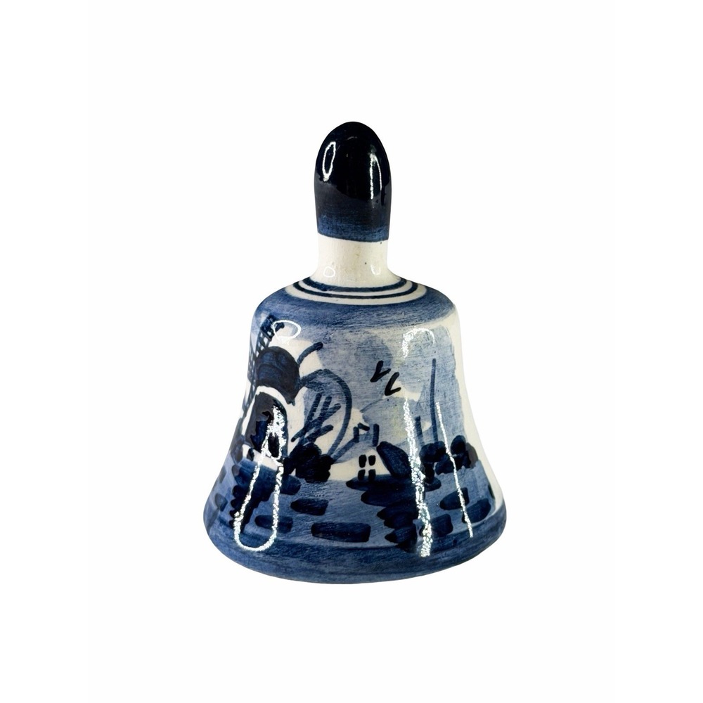 Delft Holland Blue White Ceramic Souvenir Bell Hand Painted Windmill Pottery EUC - Picture 2 of 7